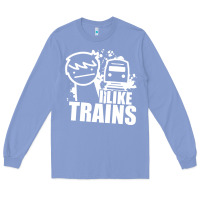 Colony Blue i like trains Long Sleeve Tee - linhVisuals
