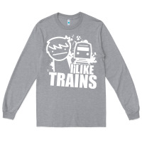Heather Grey i like trains Long Sleeve Tee - linhVisuals