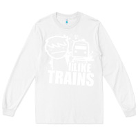 White i like trains Long Sleeve Tee - linhVisuals