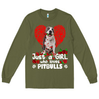 Pitbull Lover Dog Roses Funny Just A Girl Who Loves Pitbull 213 Pitbul Long Sleeve Tee | Teevron