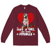 Burgundy pitbull lover dog roses funny just a girl who loves pitbull 213 pitbul Long Sleeve Tee - linhVisuals