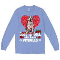 Colony Blue pitbull lover dog roses funny just a girl who loves pitbull 213 pitbul Long Sleeve Tee - linhVisuals