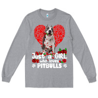 Heather Grey pitbull lover dog roses funny just a girl who loves pitbull 213 pitbul Long Sleeve Tee - linhVisuals