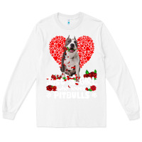 White pitbull lover dog roses funny just a girl who loves pitbull 213 pitbul Long Sleeve Tee - linhVisuals