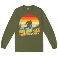 Army Green hide and seek world champion bigfoot t  shirt hide and seek world cham Long Sleeve Tee - linhVisuals