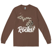 Chestnut great lakes shaped men women petoskey stone michigan rocks pullover ho Long Sleeve Tee - linhVisuals