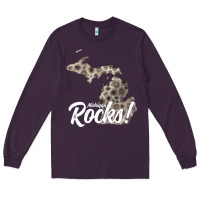 Plum great lakes shaped men women petoskey stone michigan rocks pullover ho Long Sleeve Tee - linhVisuals