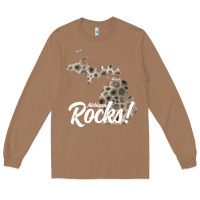 Toasted Coconut great lakes shaped men women petoskey stone michigan rocks pullover ho Long Sleeve Tee - linhVisuals