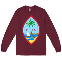 Burgundy guam coat of arms souvenir gift flag chamorro t shirt Long Sleeve Tee - linhVisuals
