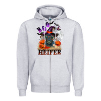 Heather Grey Boo heifer black angus Zipper Hoodie - RanaPortraitStore