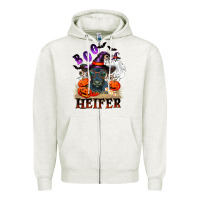 Oatmeal Heather Boo heifer black angus Zipper Hoodie - RanaPortraitStore