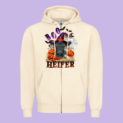 Boo Heifer Black Angus Zipper Hoodie Designed By Ranaportraitstore