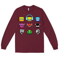 Burgundy geometry dash insane Long Sleeve Tee - linhVisuals
