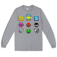 Heather Grey geometry dash insane Long Sleeve Tee - linhVisuals