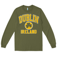 Army Green womens dublin ireland varsity style shamrock green with amber print v Long Sleeve Tee - linhVisuals