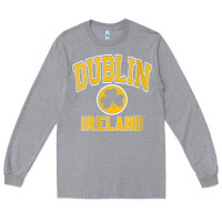 Heather Grey womens dublin ireland varsity style shamrock green with amber print v Long Sleeve Tee - linhVisuals