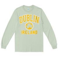 Matcha womens dublin ireland varsity style shamrock green with amber print v Long Sleeve Tee - linhVisuals