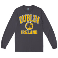 Smoke womens dublin ireland varsity style shamrock green with amber print v Long Sleeve Tee - linhVisuals