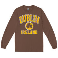 Chestnut womens dublin ireland varsity style shamrock green with amber print v Long Sleeve Tee - linhVisuals