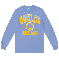 Colony Blue womens dublin ireland varsity style shamrock green with amber print v Long Sleeve Tee - linhVisuals