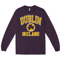 Plum womens dublin ireland varsity style shamrock green with amber print v Long Sleeve Tee - linhVisuals