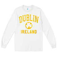 White womens dublin ireland varsity style shamrock green with amber print v Long Sleeve Tee - linhVisuals