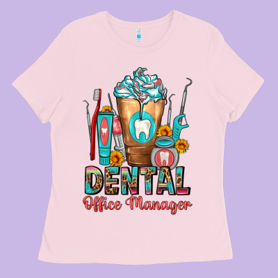 Dental Office Manager Cold Drink Frappe Ladies Tee Designed By Fadigitalartstudio
