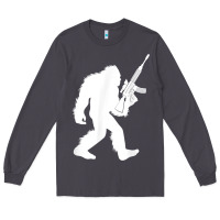 Smoke bigfoot with rifle sasquatch 2nd amendment gun t shirt Long Sleeve Tee - linhVisuals