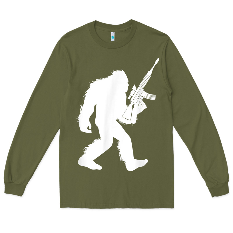 Bigfoot With Rifle Sasquatch 2nd Amendment Gun T Shirt Long Sleeve Tee by linhVisuals | Teevron