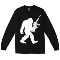 Black bigfoot with rifle sasquatch 2nd amendment gun t shirt Long Sleeve Tee - linhVisuals