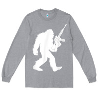 Heather Grey bigfoot with rifle sasquatch 2nd amendment gun t shirt Long Sleeve Tee - linhVisuals