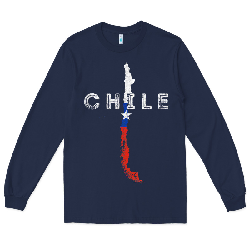 Chilean Map And Flag   Distressed Chile Souvenir T Shirt Long Sleeve Tee by linhVisuals | Teevron
