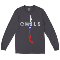 Smoke chilean map and flag   distressed chile souvenir t shirt Long Sleeve Tee - linhVisuals