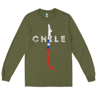 Army Green chilean map and flag   distressed chile souvenir t shirt Long Sleeve Tee - linhVisuals