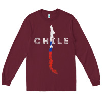 Burgundy chilean map and flag   distressed chile souvenir t shirt Long Sleeve Tee - linhVisuals