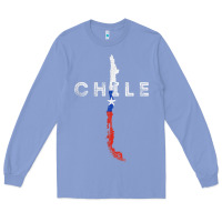 Colony Blue chilean map and flag   distressed chile souvenir t shirt Long Sleeve Tee - linhVisuals