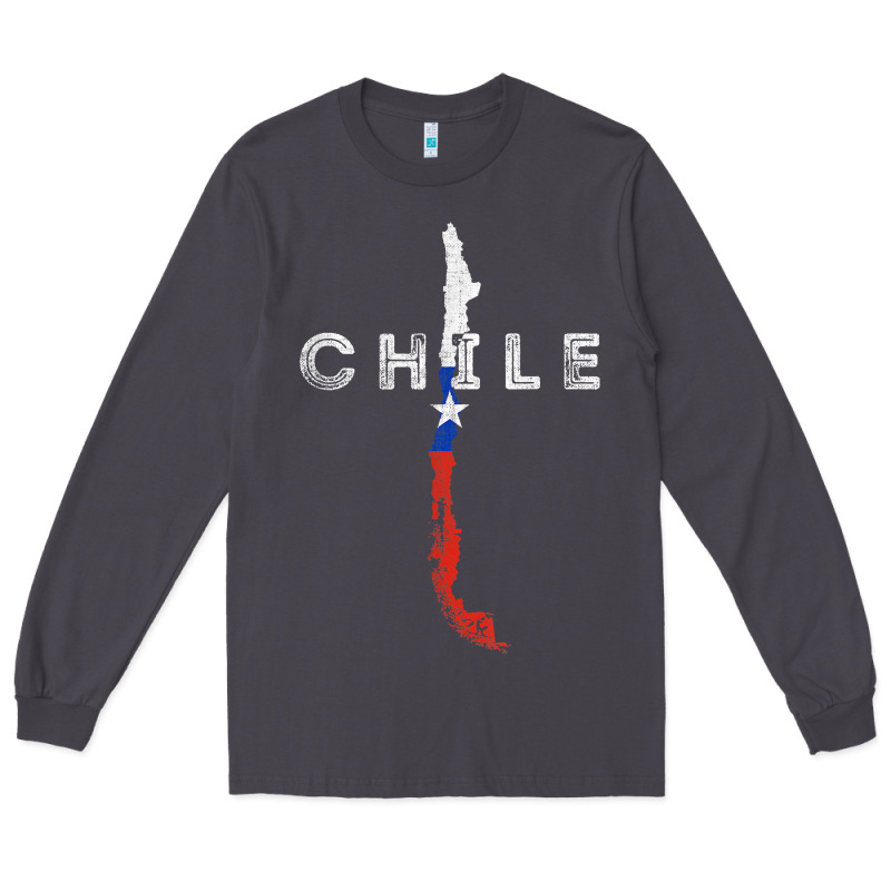 Chilean Map And Flag   Distressed Chile Souvenir T Shirt Long Sleeve Tee by linhVisuals | Teevron