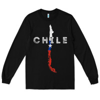 Black chilean map and flag   distressed chile souvenir t shirt Long Sleeve Tee - linhVisuals