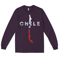 Plum chilean map and flag   distressed chile souvenir t shirt Long Sleeve Tee - linhVisuals