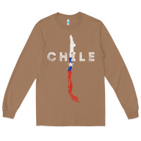 Toasted Coconut chilean map and flag   distressed chile souvenir t shirt Long Sleeve Tee - linhVisuals