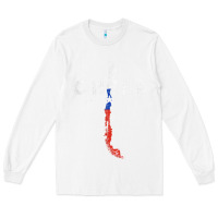 White chilean map and flag   distressed chile souvenir t shirt Long Sleeve Tee - linhVisuals