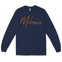 Navy womens melanin for black history v neck t shirt Long Sleeve Tee - linhVisuals