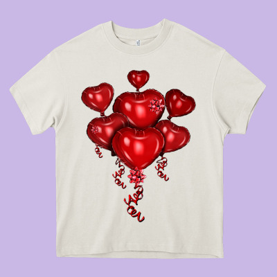 Heart Balloons Olivia Heavy Core Tee Designed By Oliviacreatesart