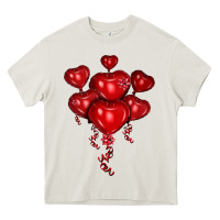 Cream heart balloons olivia Heavy Core Tee - OliviaCreatesArt