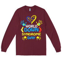 Burgundy world down syndrome day t shirt support and awareness 3.21 t shirt Long Sleeve Tee - linhVisuals