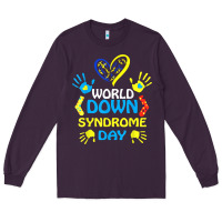 Plum world down syndrome day t shirt support and awareness 3.21 t shirt Long Sleeve Tee - linhVisuals