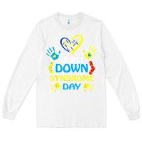 White world down syndrome day t shirt support and awareness 3.21 t shirt Long Sleeve Tee - linhVisuals