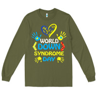 Army Green world down syndrome day t shirt support and awareness 3.21 t shirt Long Sleeve Tee - linhVisuals