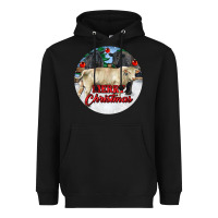 Black Merry Christmas Charolais Bull Heavyweight Hoodie - RanaPortraitStore