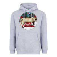 Heather Grey Merry Christmas Charolais Bull Heavyweight Hoodie - RanaPortraitStore
